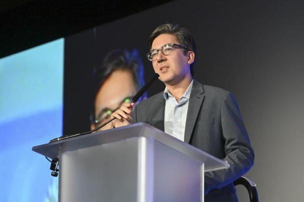 Guillaume Esmiol, of Marché du Film speaks at the 46th American Film Market at the Fairmont Century Plaza on November 13, 2025 in Los Angeles, Calif.