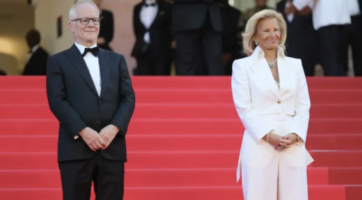 Festival Director Thierry Frémaux and Cannes President Iris Knobloch on Cannes red carpet in 2025.