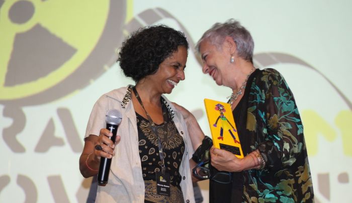 Libbe HaLevy with Márcia Gomes de Oliveira (left) at the Cinematheque of the Modern Art Museum (MAM Rio) in 2023.