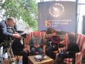 Selim and Nur being interviewed in Sofia at SIFF 2011