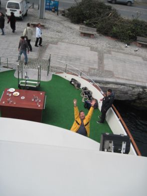 MM on Bosphorus cruise boat in Istanbul...Banana Films!