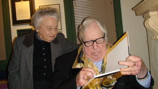Ray Bradbury signs a copy of Futuria Fantasy for the widow of the founder of his first writing group. photo by Marc Halperin (c) 2010