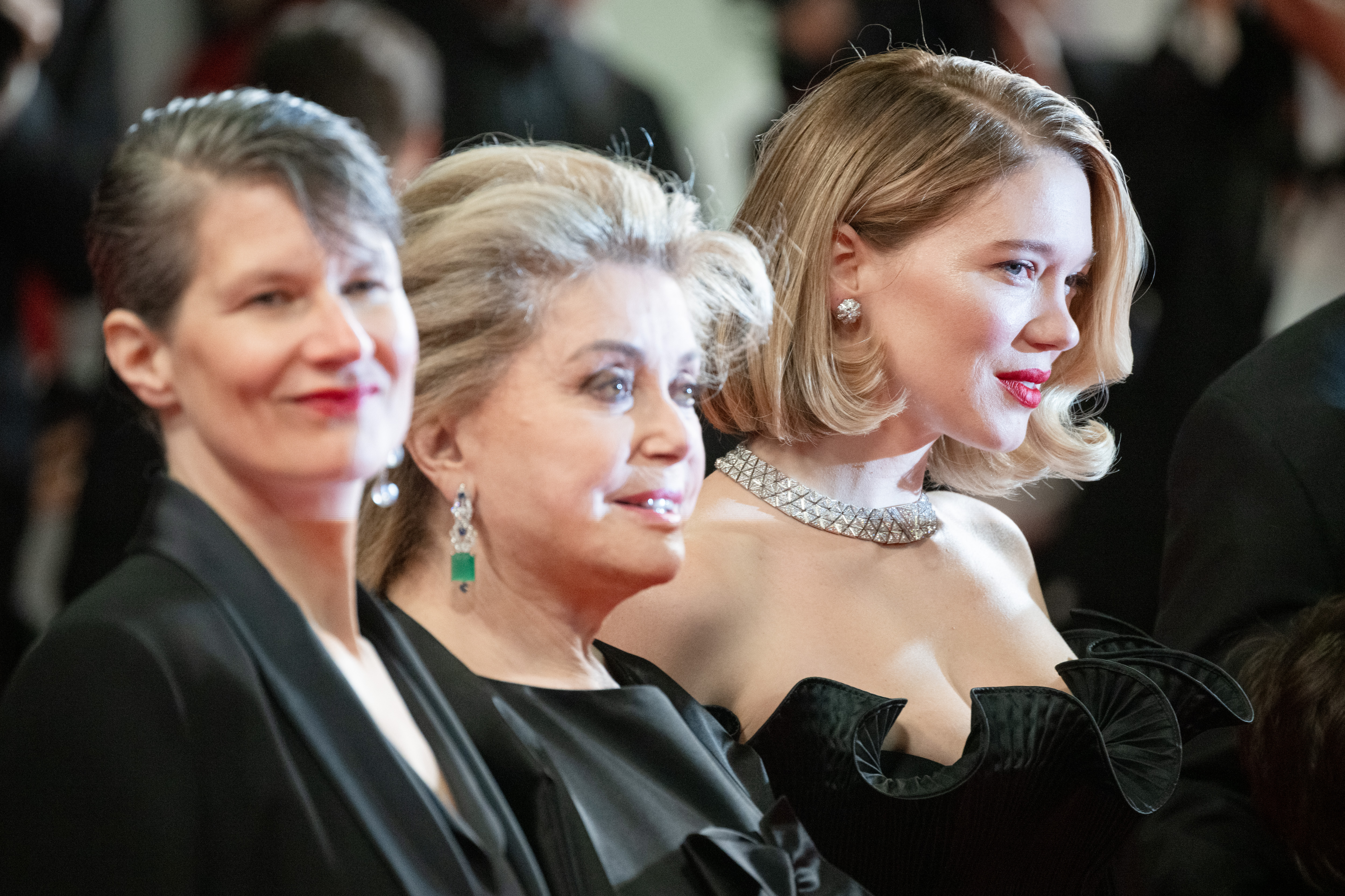 Image Description: Camille Dalmais Catherine Deneuve and Lea Seydoux attend the competition screening red carpet of the movie Gentle Monster during the 79th Cannes Film Festival Cannes France 2026-05-15