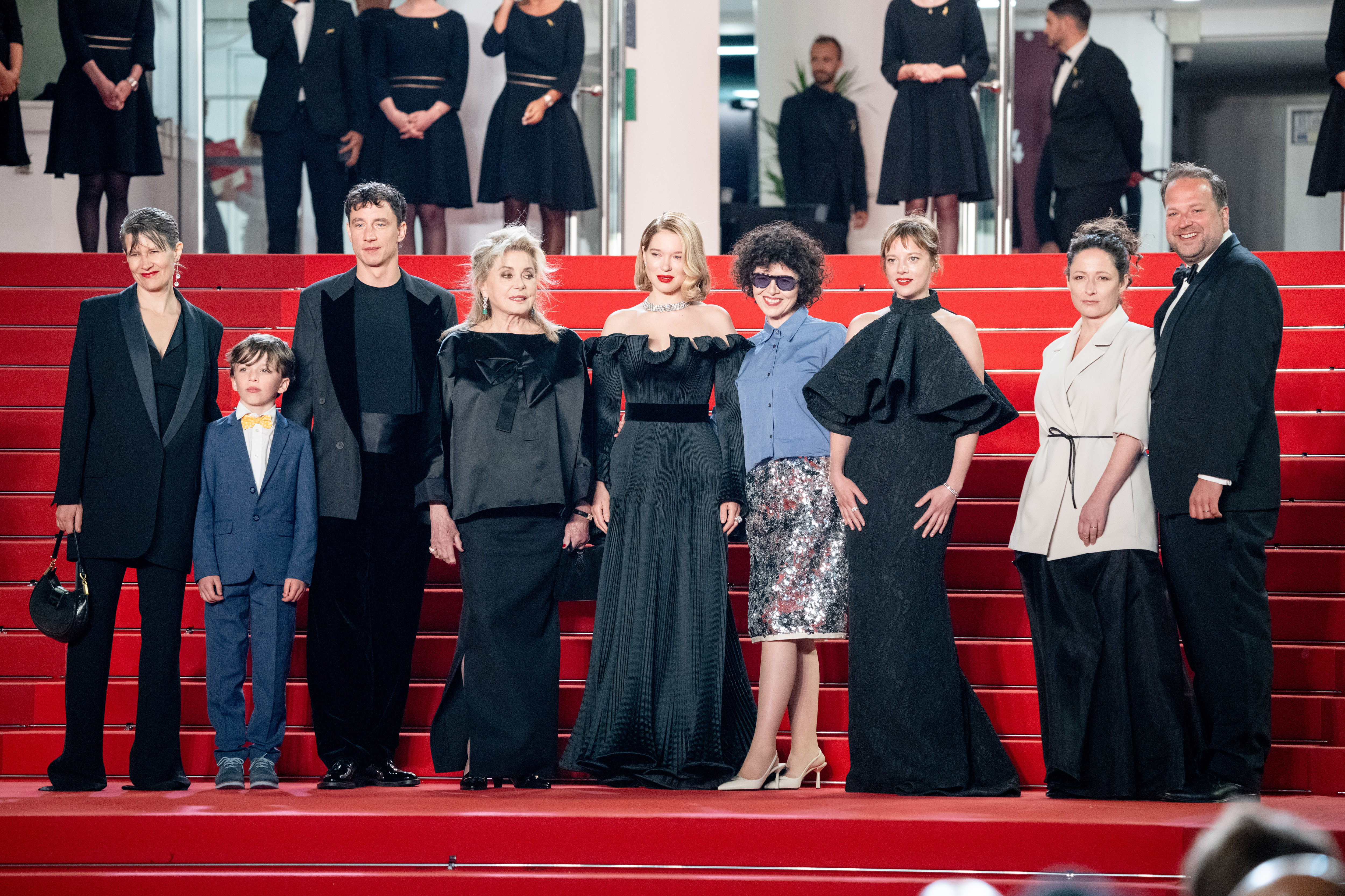 Image Description: Camille Dalmais Malo Blanchet Laurence Rupp Catherine Deneuve Lea Seydoux Marie Kreutzer Jella Haase and Alexander Glehr attend the competition screening red carpet of the movie Gentle Monster during the 79th Cannes Film Festival Cannes France 2026-05-15