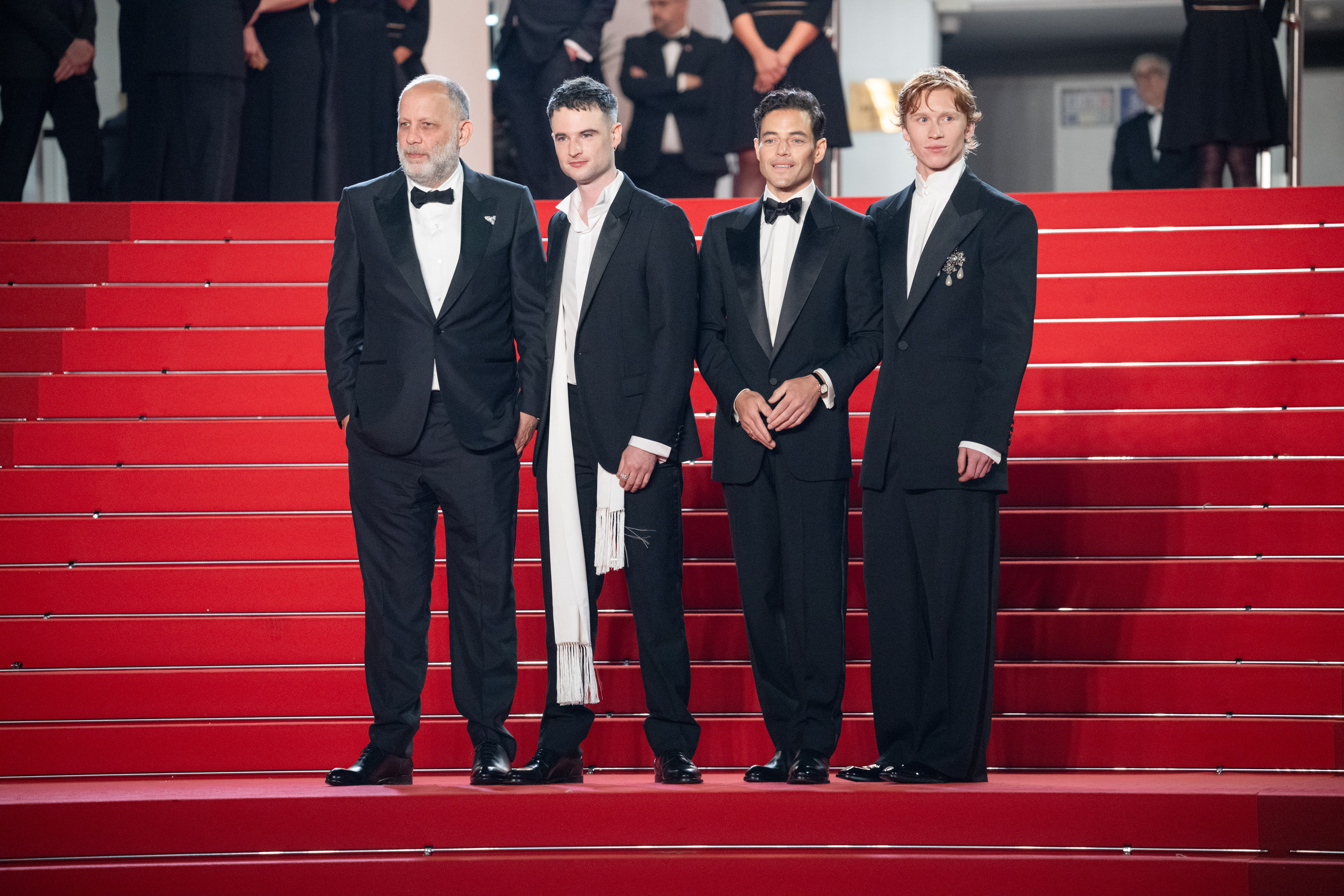 Image Description: Ira Sachs Tom Sturridge Rami Malek and Luther Ford attend the competition screening red carpet of the movie The Man I Love during the 79th Cannes Film Festival Cannes France 2026-05-20
