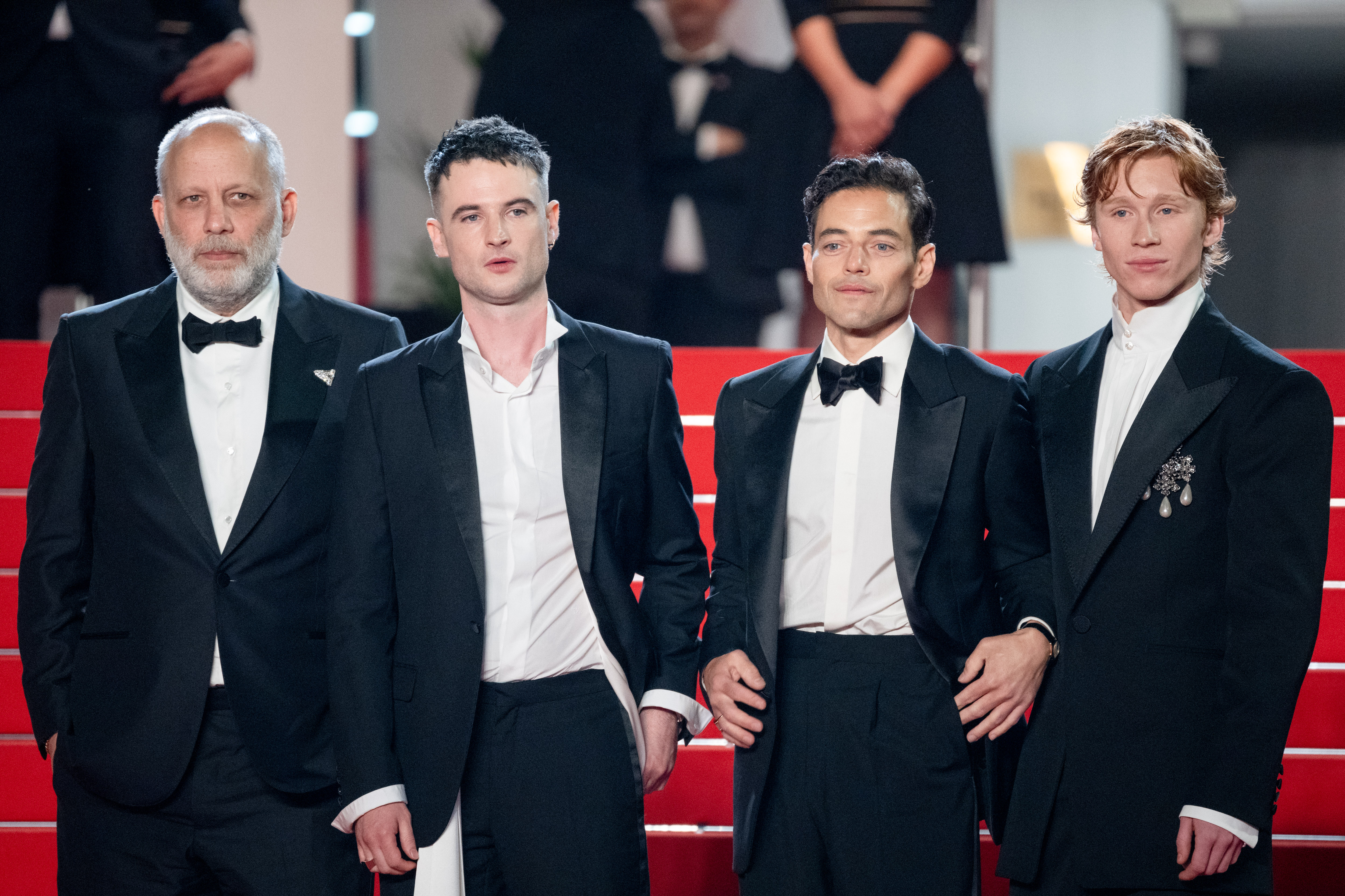 Image Description: Ira Sachs Tom Sturridge Rami Malek and Luther Ford attend the competition screening red carpet of the movie The Man I Love during the 79th Cannes Film Festival Cannes France 2026-05-20