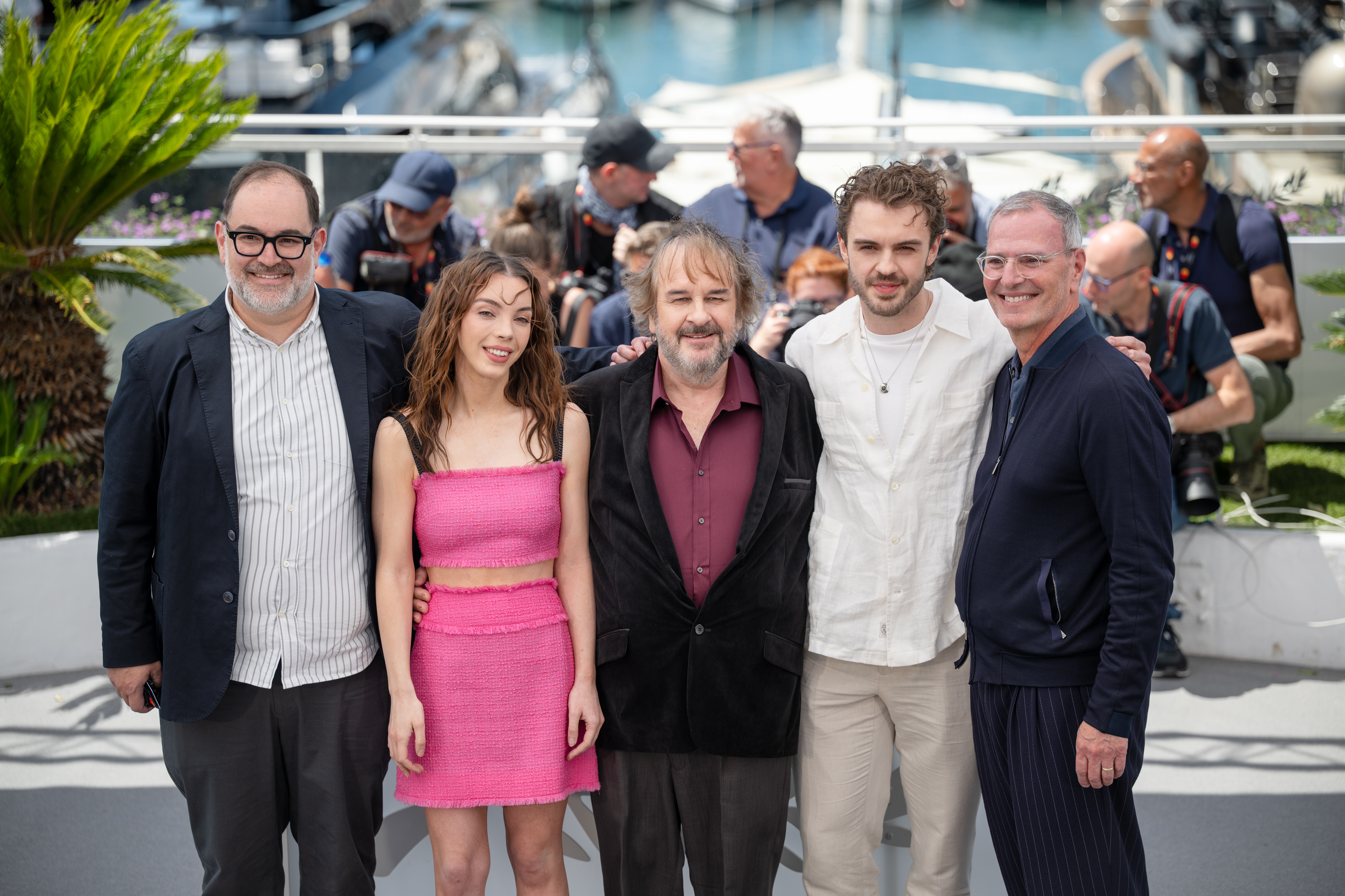Image Description: Carlos Ramírez Laloli Katie Jackson Peter Jackson Billy Jackson and Ken Kamis pose during the honorary Palme D Or photocall at the 79th Cannes Film Festival Cannes France 2026-05-12