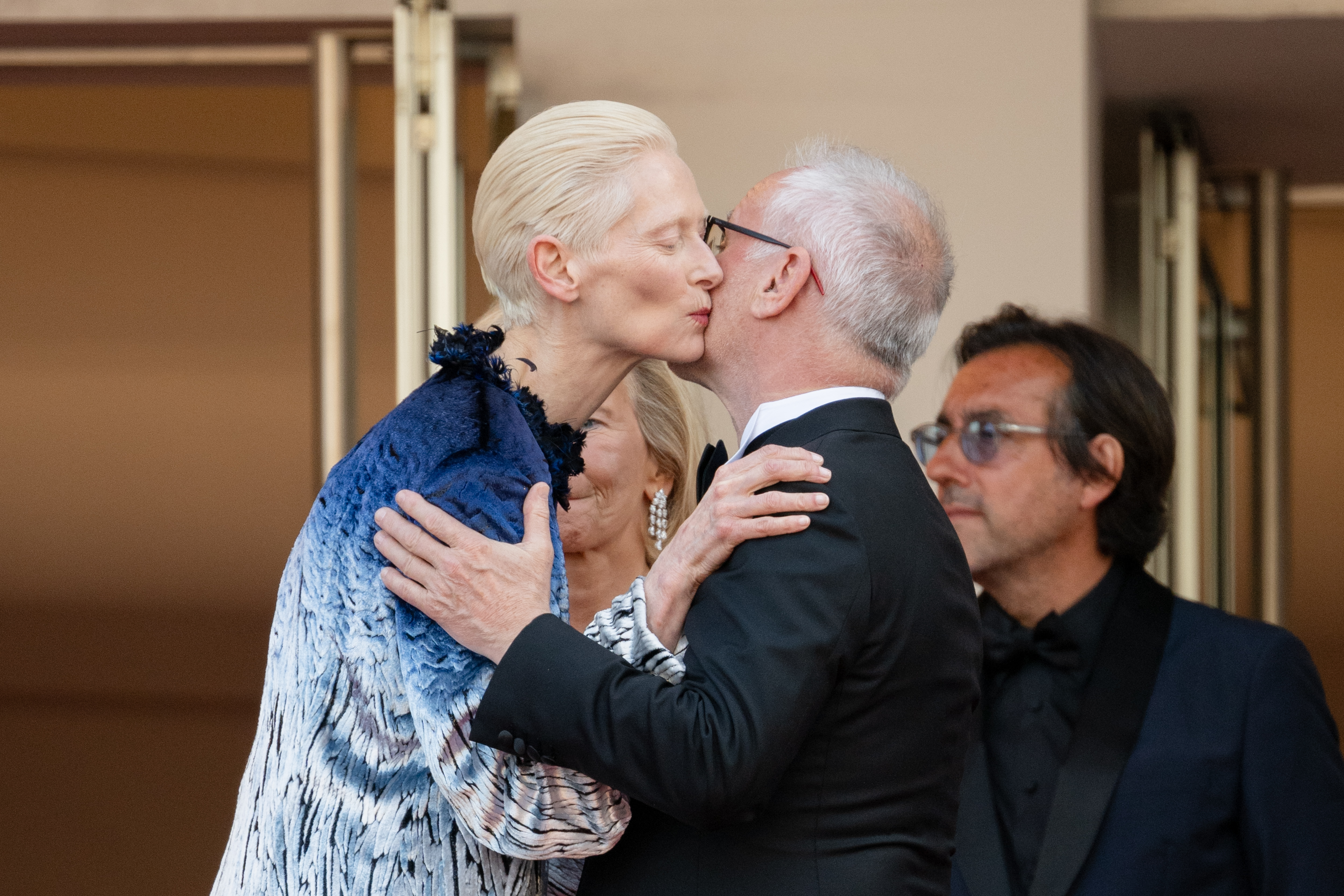 Image Description: Tilda Swinton - L - attend the competition screening red carpet of the movie La Bola Negra during the 79th Cannes Film Festival Cannes France 2026-05-21