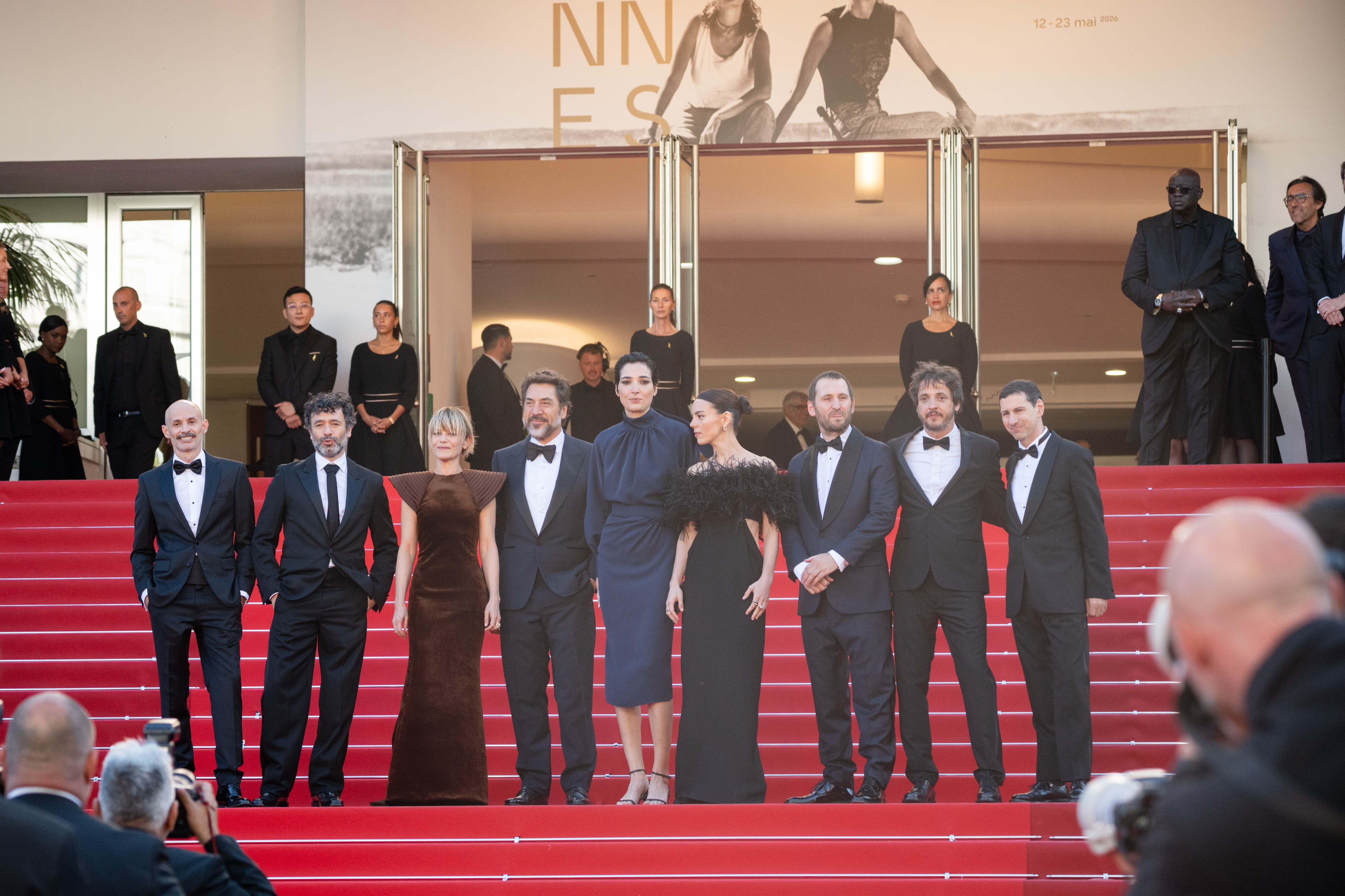 Image Description: A guest Rodrigo Sorogoyen Marina Fois Javier Bardem Isabel Pena Victoria Luengo Raul Arevalo Eduardo Villaneuva and Guillermo Farre attend the competition screening red carpet of the movie El Ser Querido during the 79th Cannes Film Festival Cannes France 2