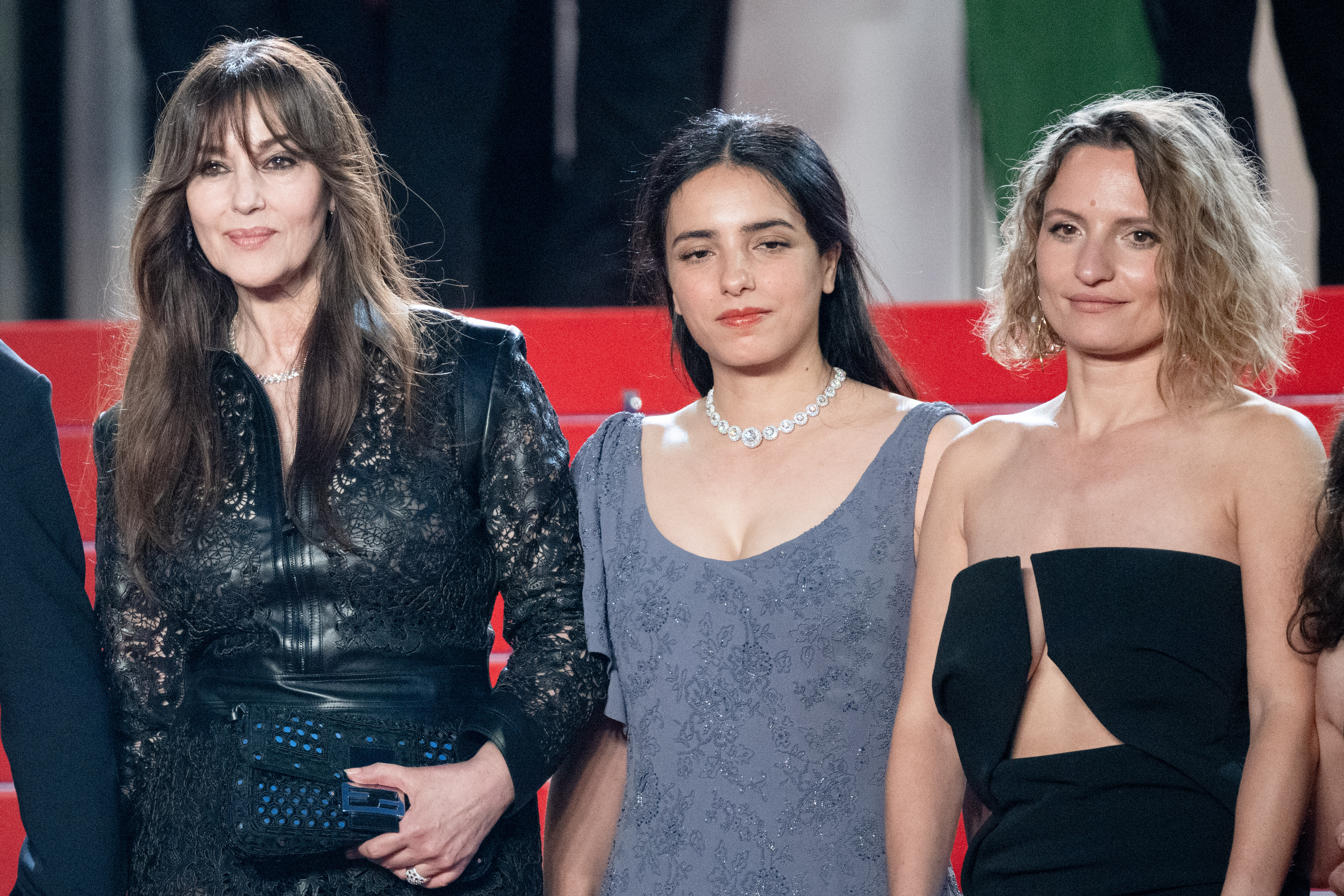 Image Description: Monica Bellucci Hafsia Herzi and Lea Mysius attend the special screening red carpet of the movie L'Objet du Delit during the 79th Cannes Film Festival Cannes France 2026-05-22