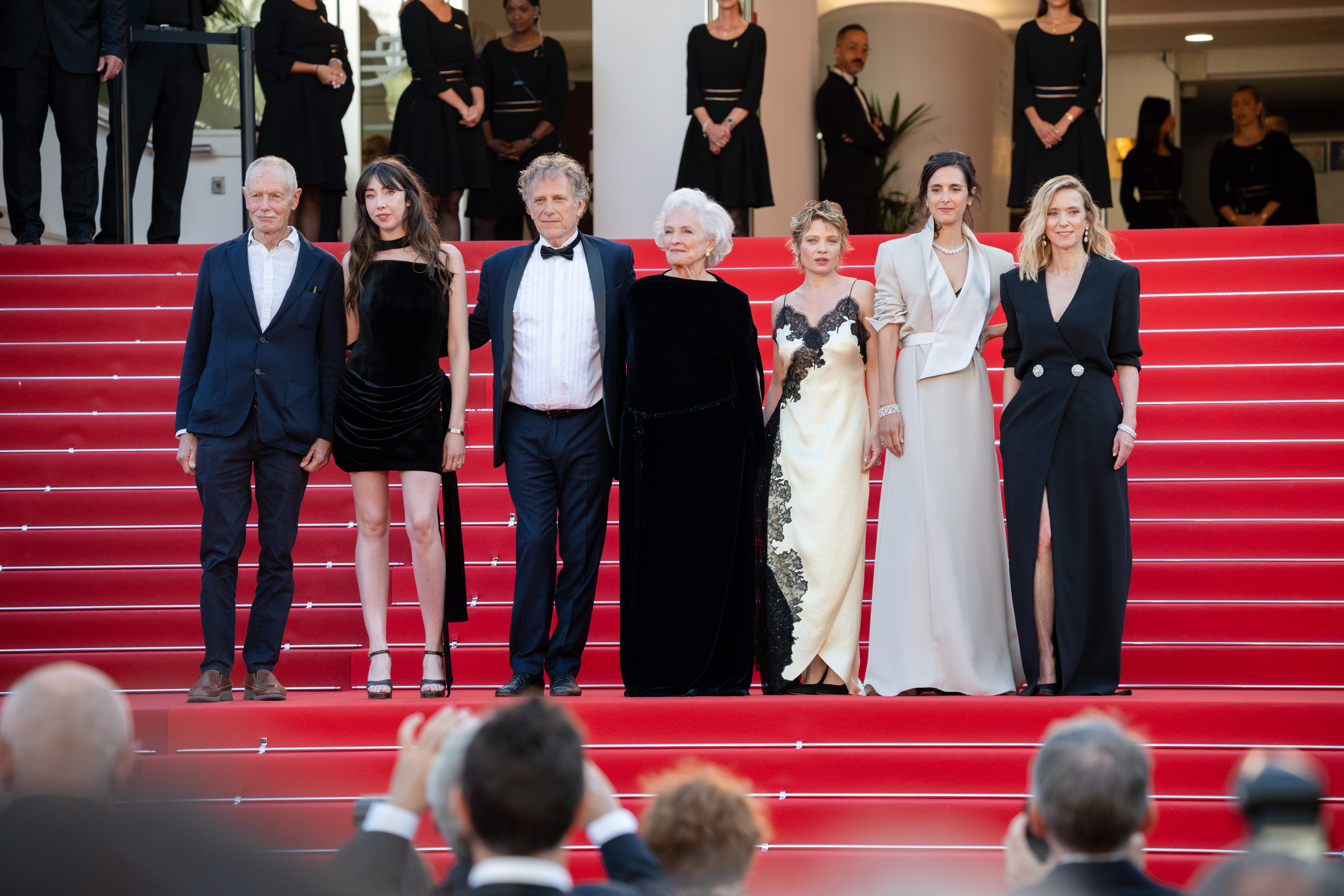 Image Description: Erri De Luca Suzanne de Baecque Charles Berling Marie-Christine Barrault Melanie Thierry Charline Bourgeois-Tacquet and Lea Drucker attend the competition screening red carpet of the movie La Vie d'une Femme during the 79th Cannes Film Festival Cannes Fran