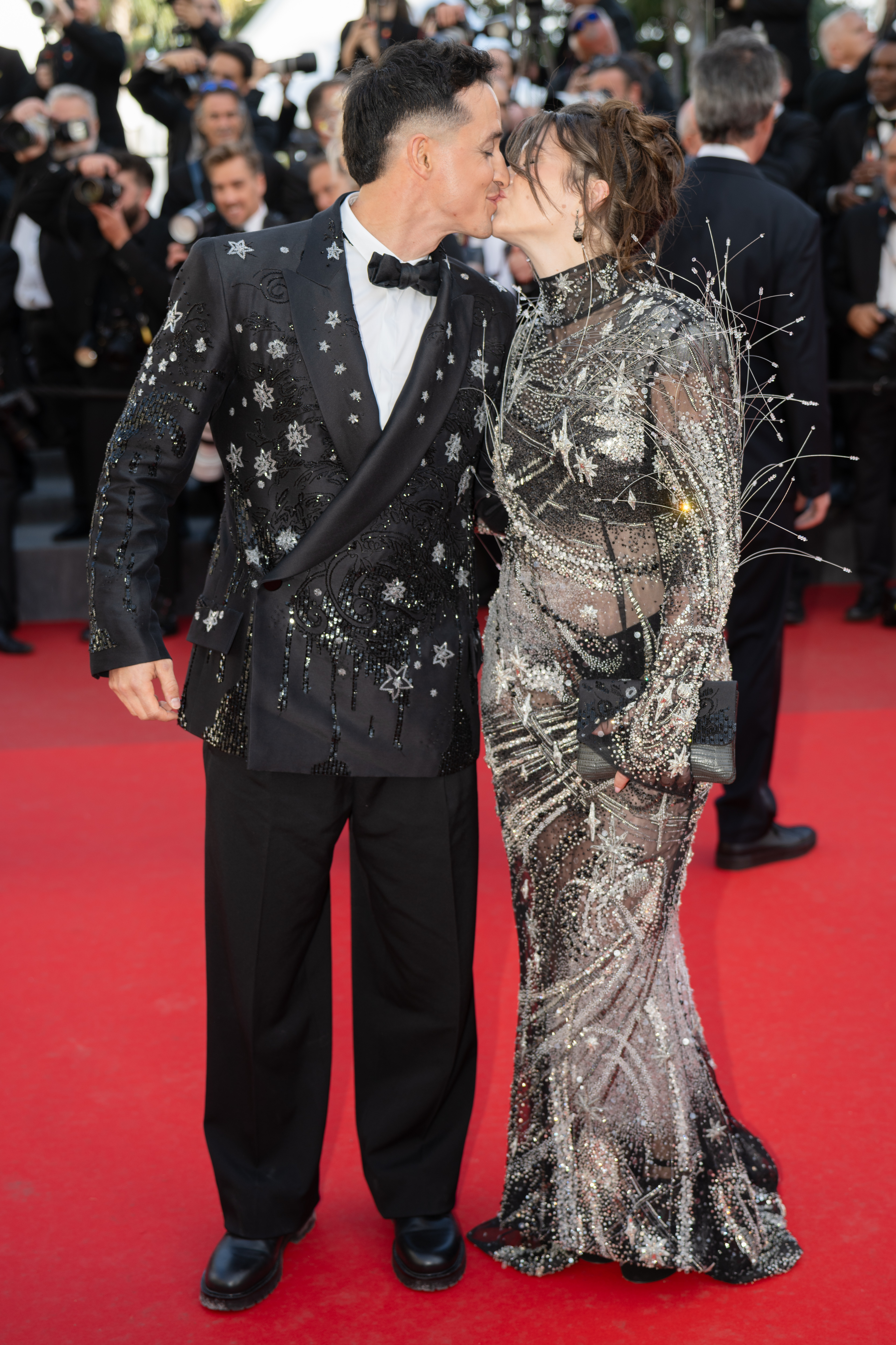 Image Description: Thibaud Delapart aka Tibo InShape and Justine Delapart attend the special screening red carpet of the movie Karma during the 79th Cannes Film Festival Cannes France 2026-05-15