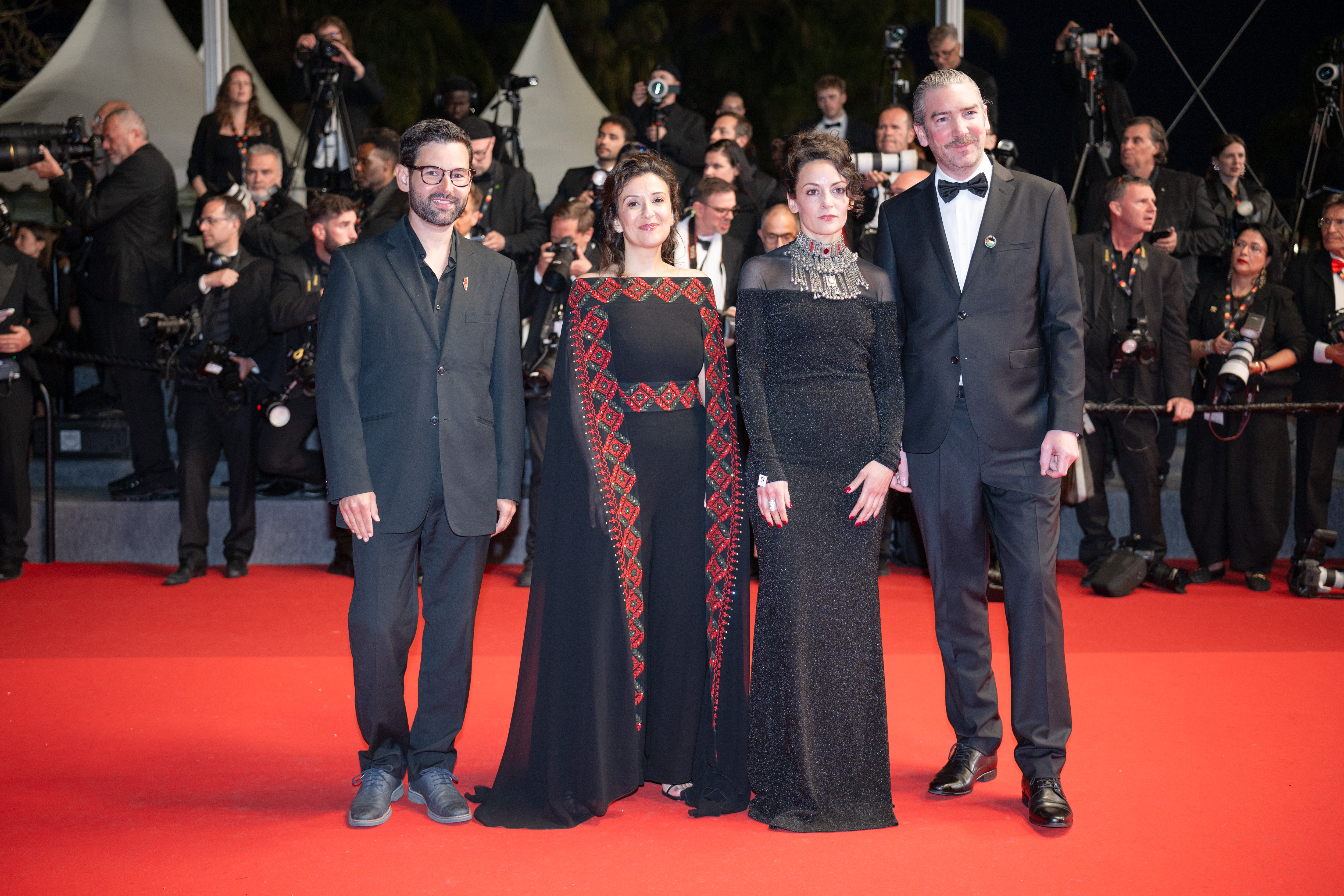 Image Description: Fred Burle a guest Sara Ishaq and Nicolas Lepretre attend the special screening red carpet of the movie Diamond during the 79th Cannes Film Festival Cannes France 2026-05-19