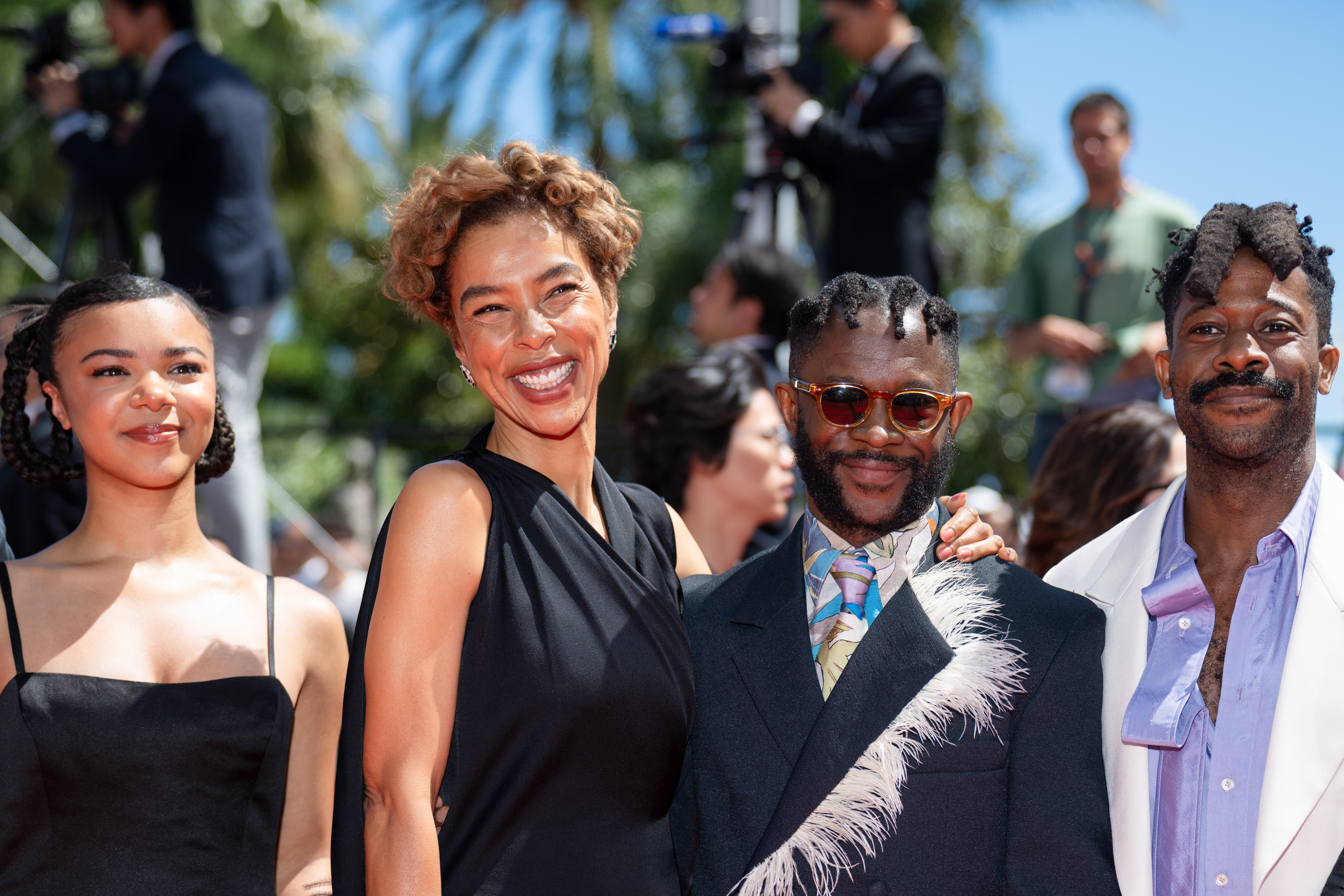 Image Description: India Ria Amarteifio Sophie Okonedo Arie Esiri and Chuko Esiri attend the competition screening red carpet of the movie Sheep in the Box during the 79th Cannes Film Festival Cannes France 2026-05-16