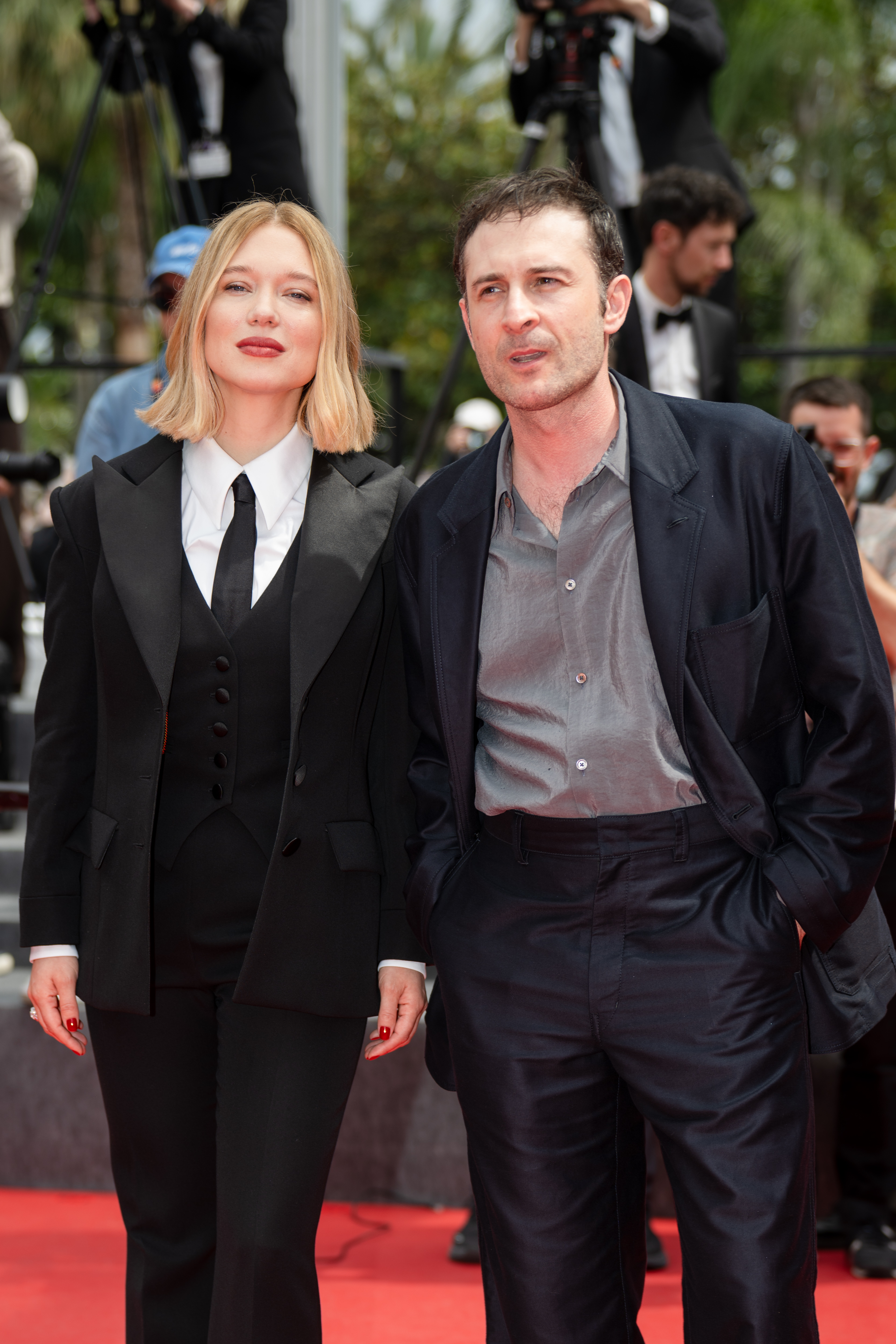 Image Description: Lea Seydoux and Arthur Harari attend the competition screening red carpet of the movie L Inconnue during the 79th Cannes Film Festival Cannes France 2026-05-18