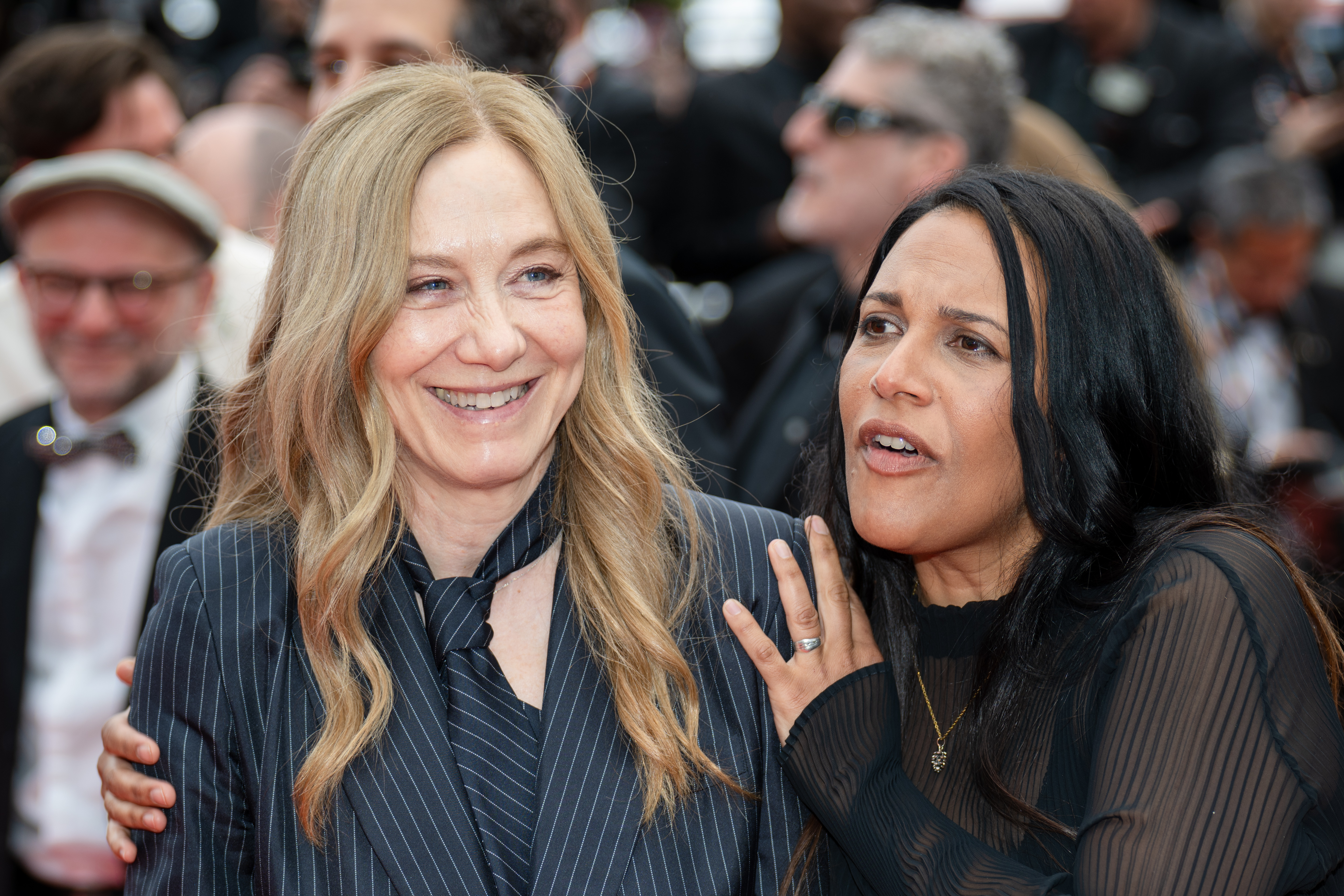 Image Description: Valerie Dreville and Shanti Masud attend the competition screening red carpet of the movie L Inconnue during the 79th Cannes Film Festival Cannes France 2026-05-18